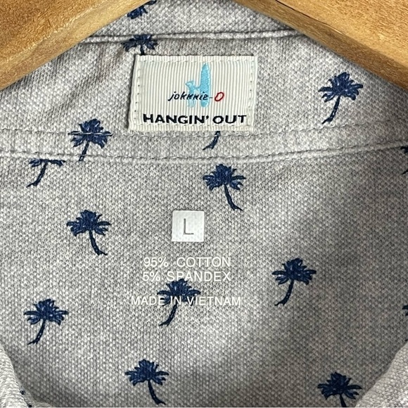 johnnie-O The OG Pique Polo - Currituck Print Shirt Size Large Cotton Grey - Picture 6 of 10